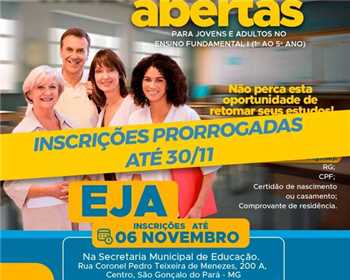 EJA- Inscries prorrogadas at 30/11